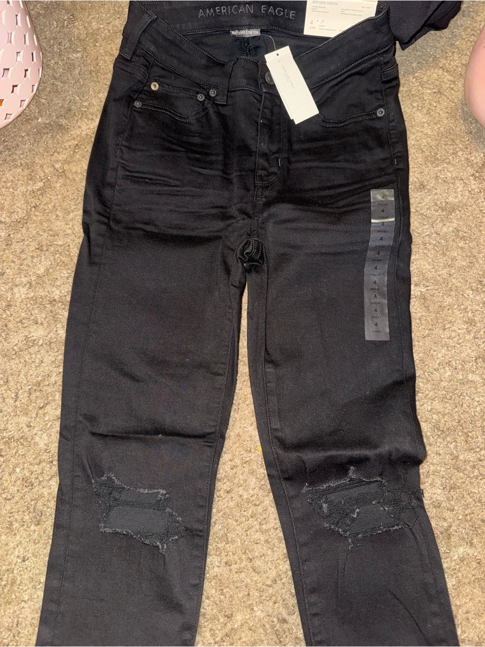 American Eagle Outfitters Black Distressed Skinny Jeans